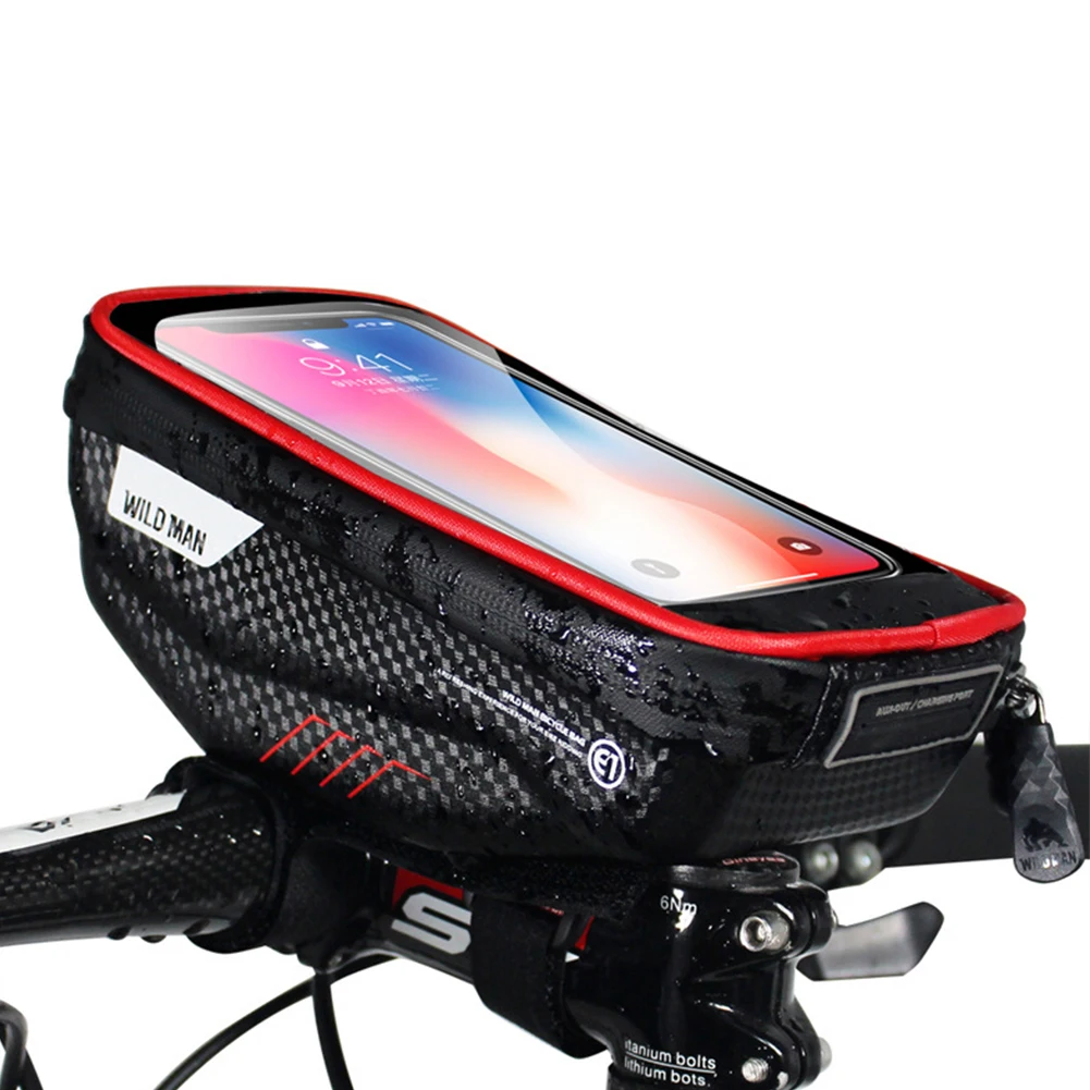 

WILD MAN Bicycle Bag Handlebar EVA Mobile Touch Screen 6.5in Phone Package High Capacity Rainproof MTB Road Bike Front Tube Bag