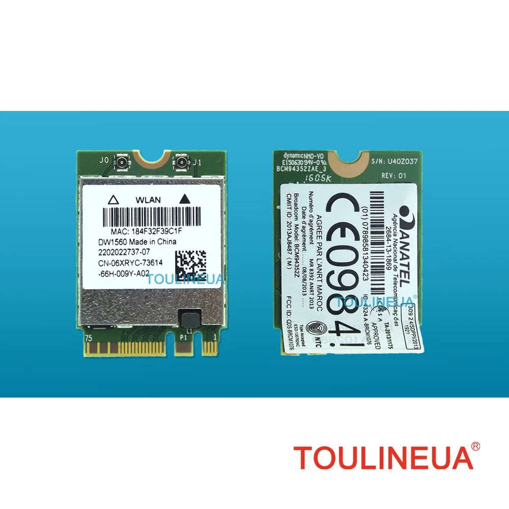 Совершенно новая беспроводная сетевая карта DW1560 BCM94352Z 06XRYC 802.11ac NGFF M2 867 Мбит/с BCM94352