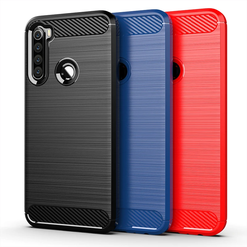 Чехол для Xiaomi Redmi Note 8T матовый мягкий силиконовый бампер из углеродного волокна