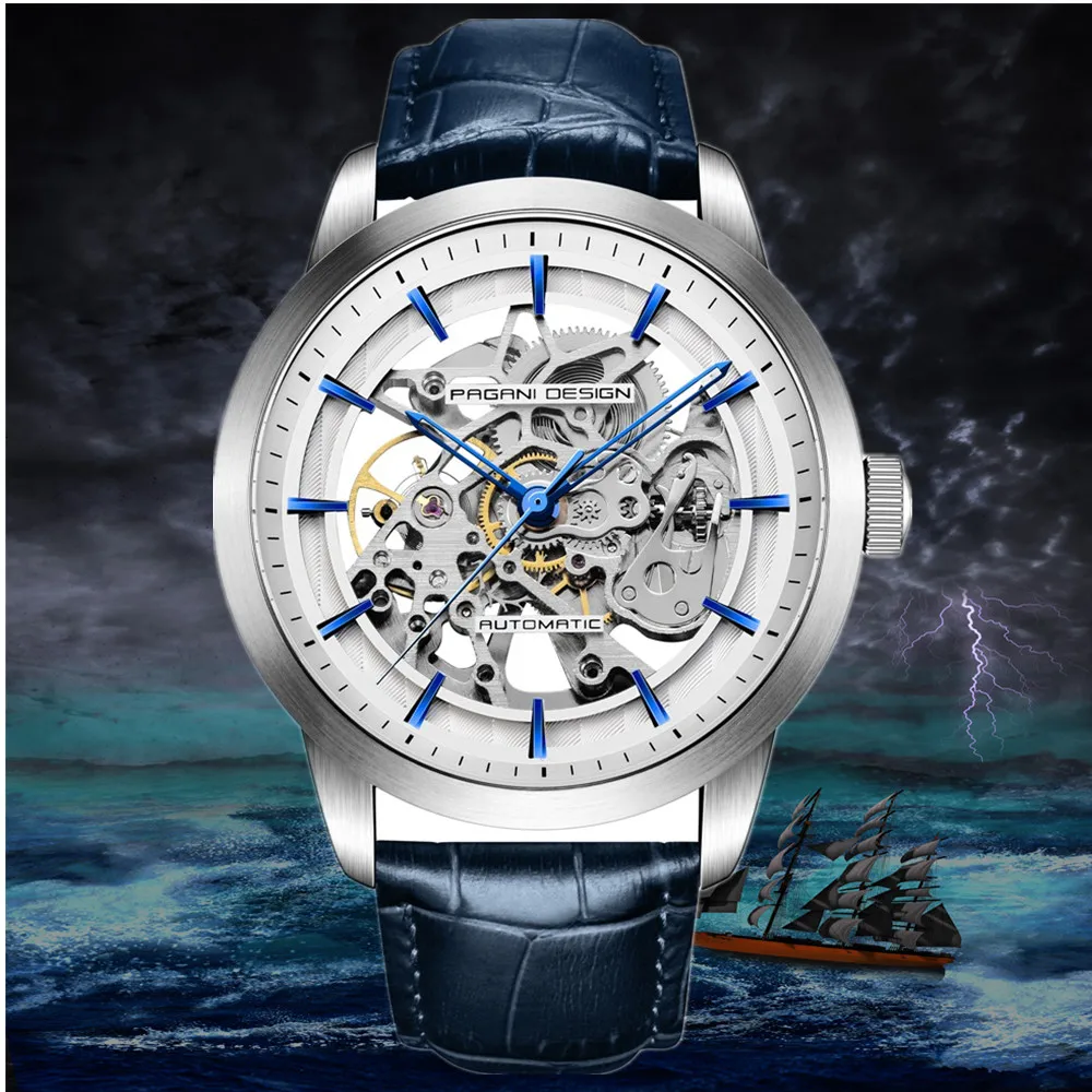 Часы PAGANI мужские деловые с кожаным ремешком механические | Наручные часы