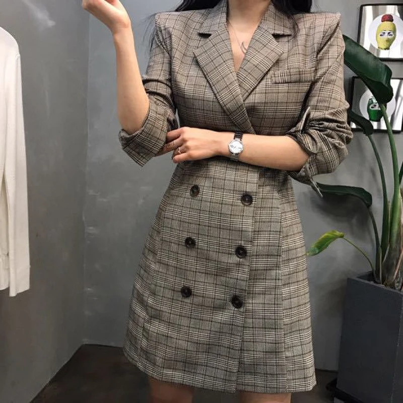 Женское платье блейзер с длинным рукавом Heydress офисное двубортное трапеция в