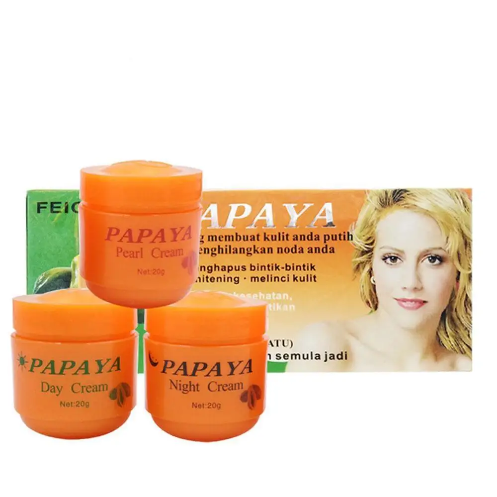 Комплект из 2 предметов, FEIQUE папайи Vitamina C Отбеливающий Крем pearl крем от веснушек для питания кожи уход от веснушек крем для лица - Цвет: with Pearl Cream