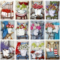 diy flower chair setting style square diamond painting colorful handmade cross stitch embroidery mosaic home room wall decor
