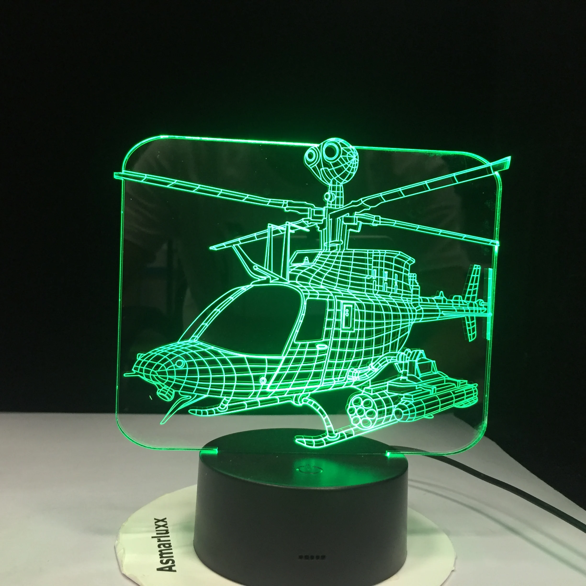 

New Helicopter 7 Colors Changing Nightlight Atmosphere Light 3D Mood Touch Lamp Home Decor Kids Gift Office Light Table AW-1234