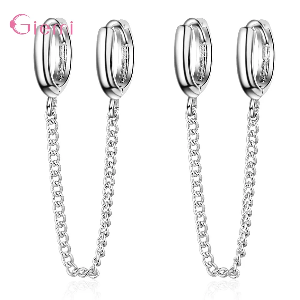 Женские серьги кольца из серебра 925 пробы с двусторонней кисточкой|Серьги-кольца|