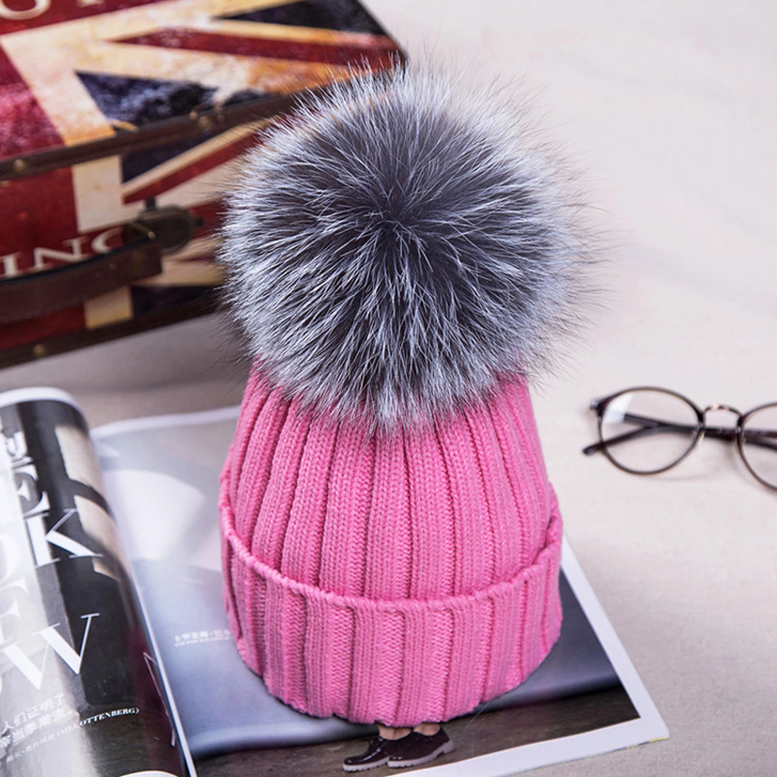 

Women Winter Plush Pom Pom Ball Knit Beanie Ski Cap Bobble Hat Warm Comfortable XRQ88