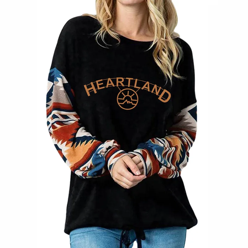 

2020 Autumn T-Shirt Super-New Long Sleeve Women Film and Television Letter Printing Round Neck Top