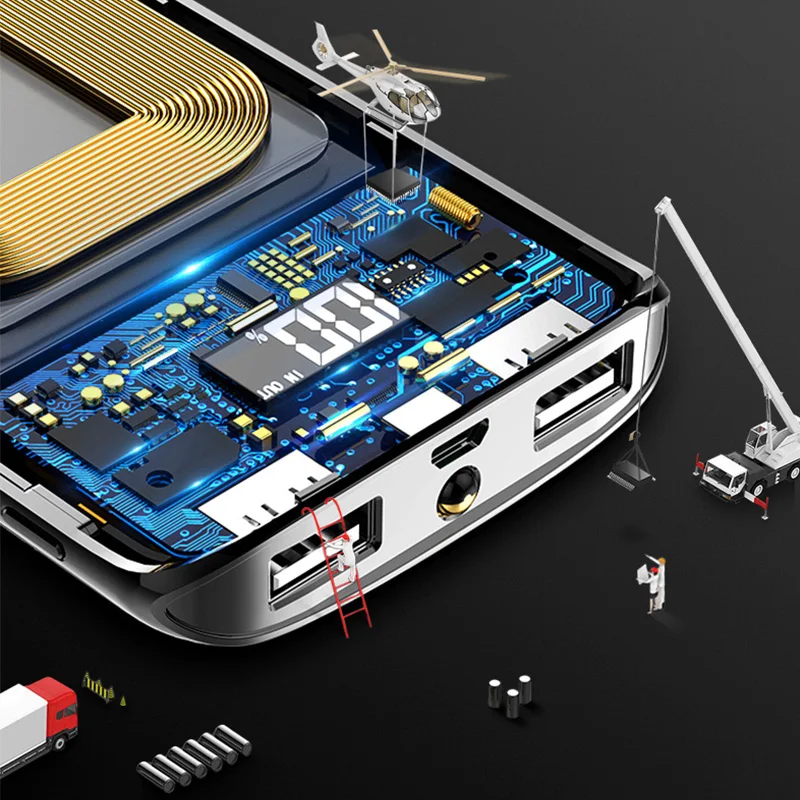 Для Xiaomi Mi iphone X Note 8 20000 мАч Внешний аккумулятор внешний аккумулятор 2 USB светодиодный внешний аккумулятор портативное зарядное устройство для мобильного телефона
