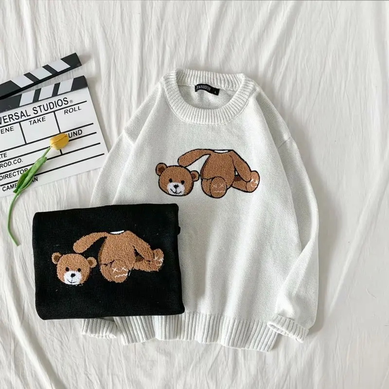 

Spring Autumn Women's Sweaters Fashion Streetwear Funny Bear pattern Female Sweaters Casual Women Clothing Pullove Loose Sweater