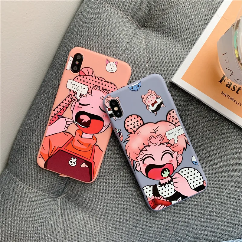 Japan Cute Cartoon Sailor Moon Cover Case For coque iPhone X XS Max XR 7 7Plus 8 6s 6 Plus funny phone cases Silicon soft covers |