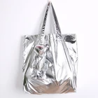 Экологически чистая водостойкая Сумка-тоут из хлопка с серебряным покрытием с медведем, Высококачественная многоразовая сумка для продуктов, вместительная Хлопковая сумка, сумка для покупок