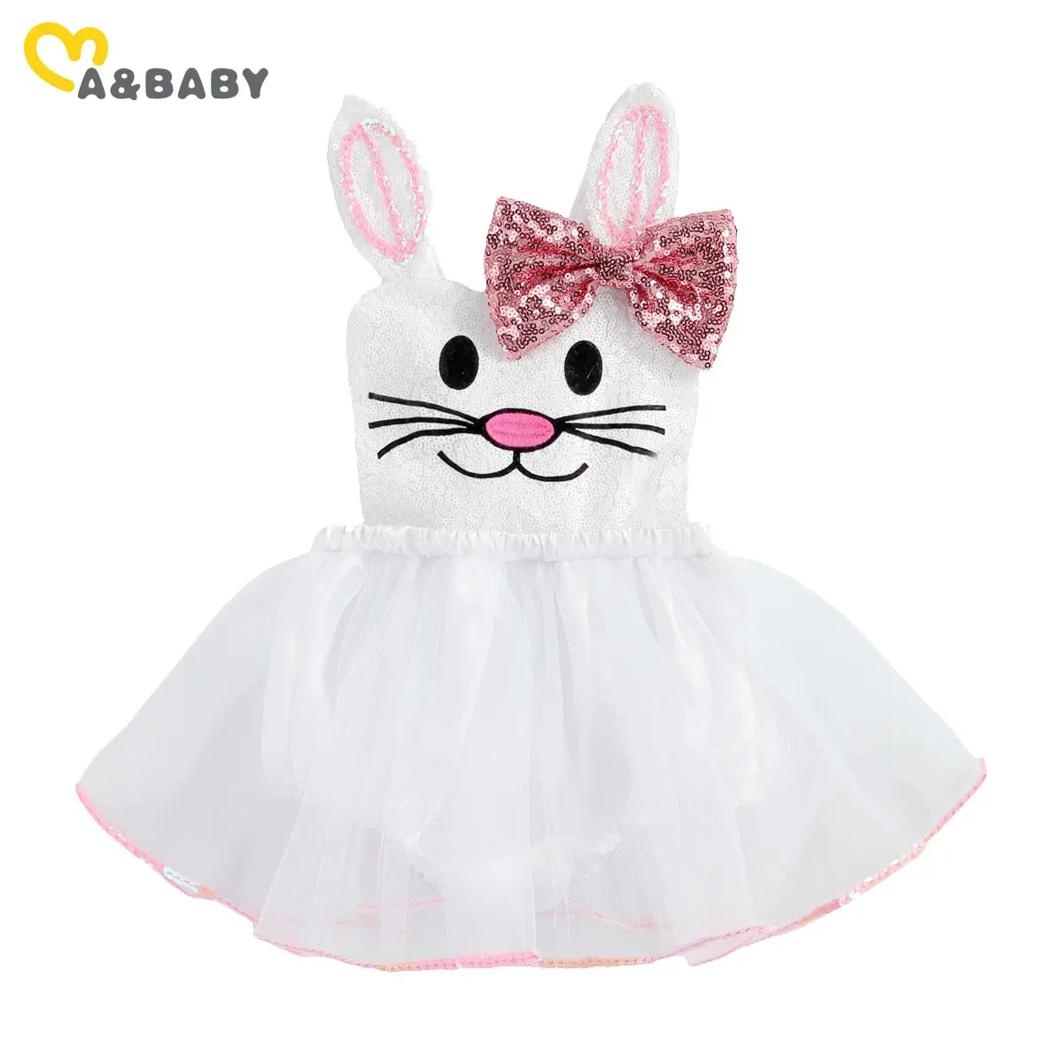 

Ma&Baby 6M-3Y Easter Newborn Infant Baby Girls Bunny Romper Sleeveless Sequins Cartoon Rabbit Tulle Jumpsuit Party Costumes