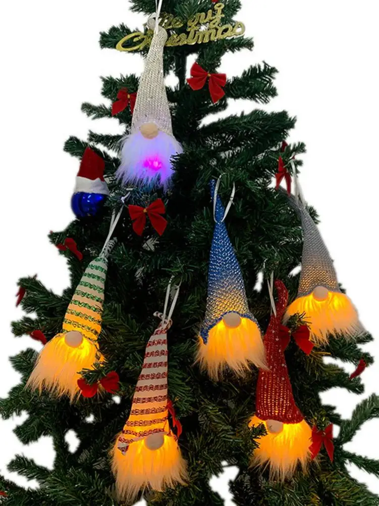 Новогоднее украшение кулон в виде куклы Санта-Клауса с Светодиодное Дерево