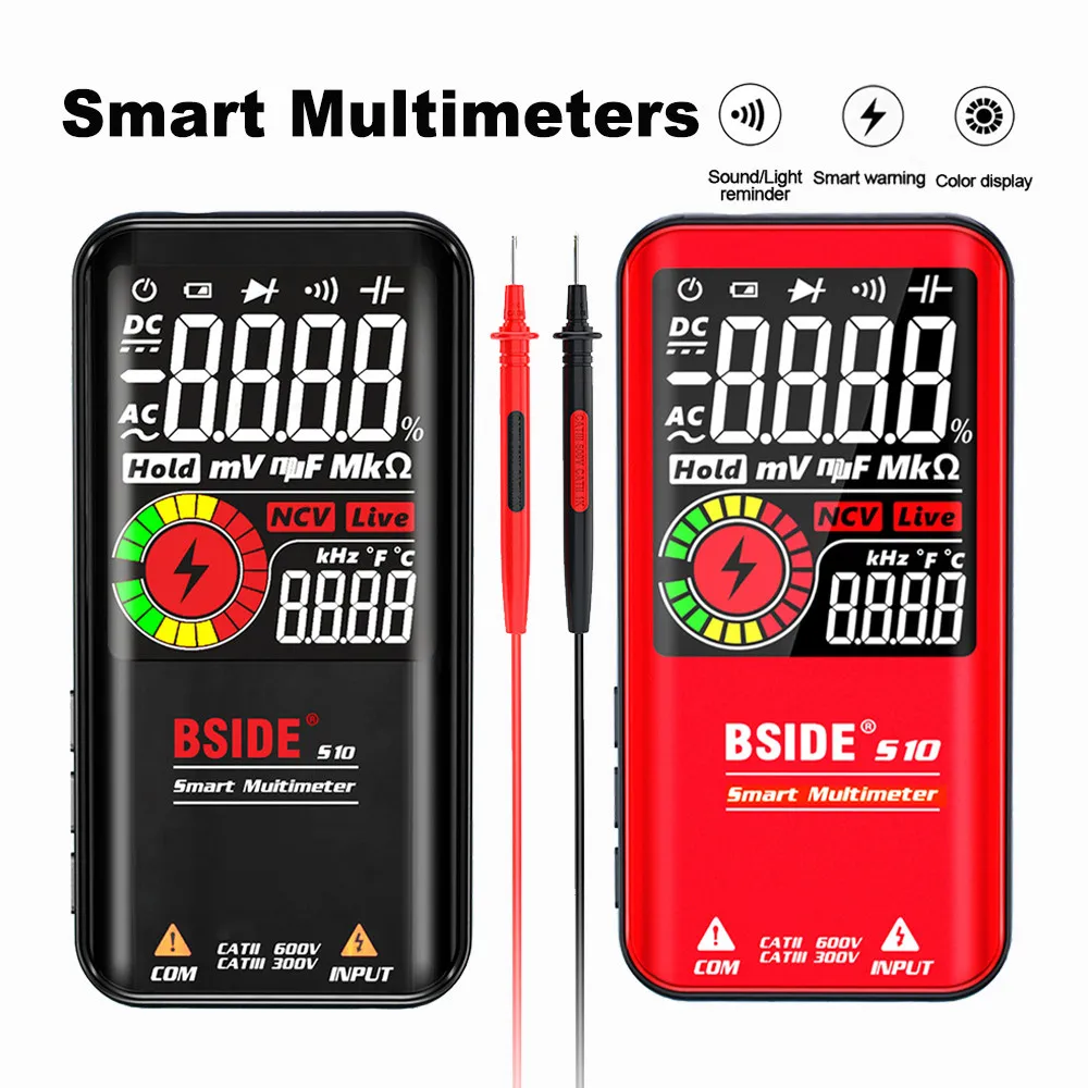 

BSIDE Digital Multimeter EMF Detector Capacitance DiodeTester Automatic Range Voltmeter Color Display 9999 Counts Can be Charged