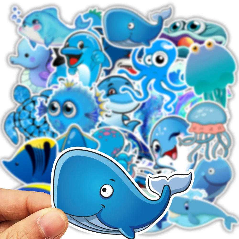 49 шт синий морской жизни Papelaria kawaii синий океан мультфильм Животные морской конек Акула дельфины стикер для канцелярских товаров водонепроницаемый TZ076G
