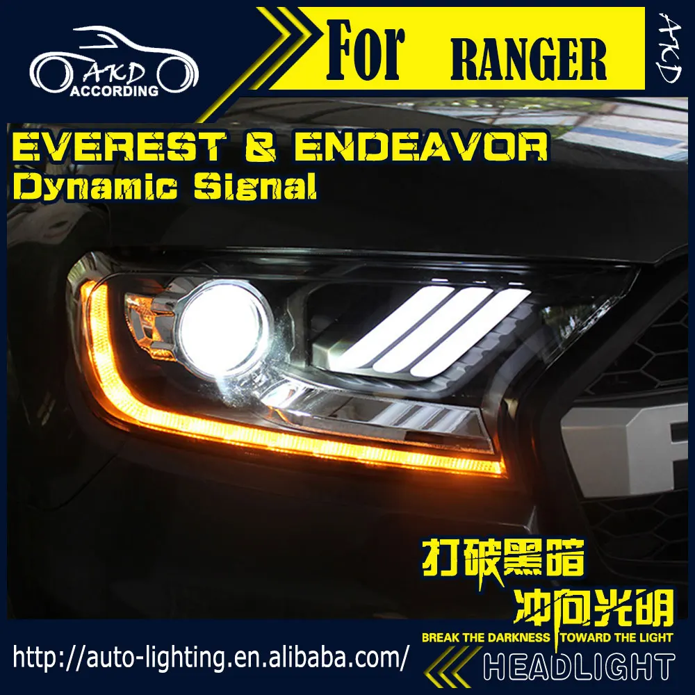 AKD брендовая головная лампа для Фар Ford Ranger 2016 2018 Everest светодиодный фонарь DRL