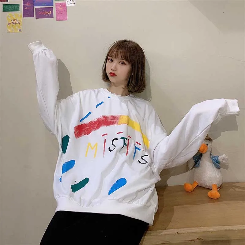 Женская свободная кофта NiceMix Свитшот в Корейском стиле с буквенным принтом и