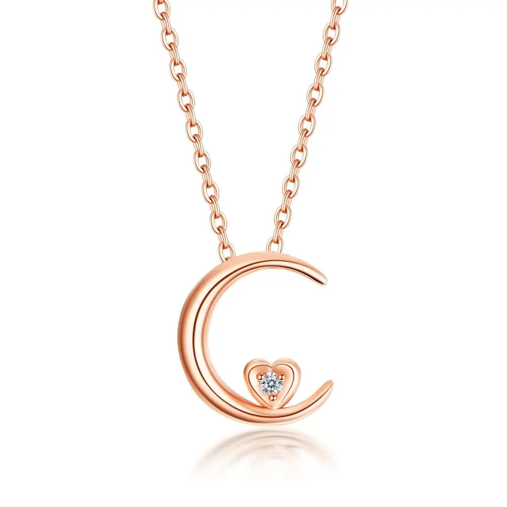 Meilleur ZOCAI – Collier Ras Du Cou En Or 18K Pour Femme, Bijou Avec De Vrais Diamants, Lune, Cœur, Accessoires Pour Anniversaire De Mariage