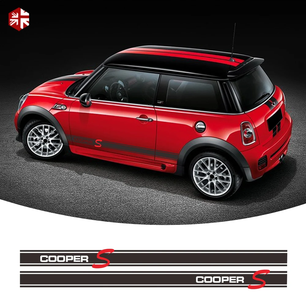 2 шт. автомобильный Стайлинг Дверь боковая полоска юбка Наклейка на тело для MINI