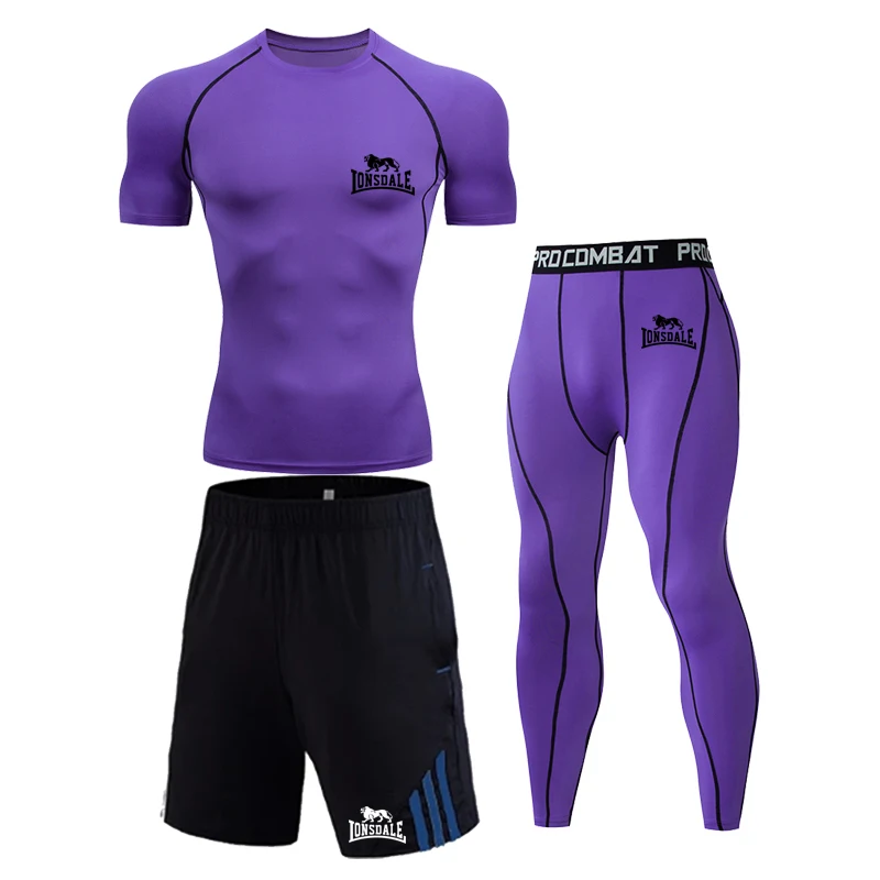 

Men's 3Pieces / Outdoor Cycling Jogging Sportswear Set Sports Training Tights Gym Boxing Fitness Shaping Easy Dry Sports T-Shirt