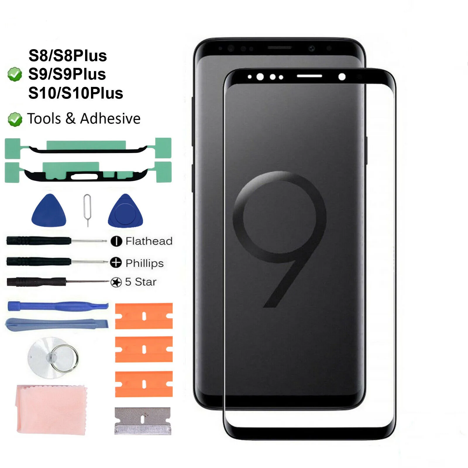 Переднее стекло на экран Замена Ремонтный комплект для Samsung Galaxy S8/S9/S10 Plus