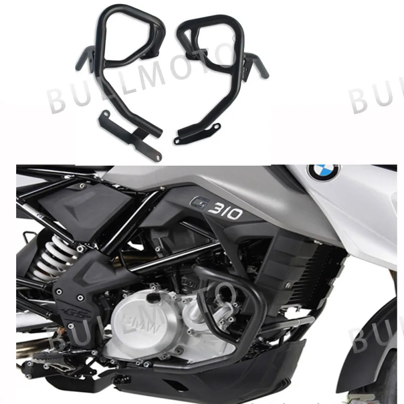 

A Set Motorcycle Tank Protector Upper & Lower Carsh Bars Guard Engine Bumper Cover Black For BMW G310GS G310R 2017-2018