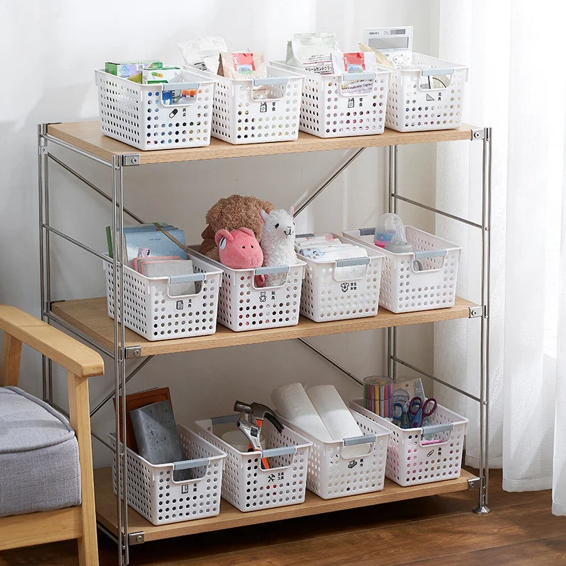 

6Pcs Clear Plastic Storage Basket/Trays,6 Pack Plastic Storage Organizing Baskets,Weave Basket Bins with Handle