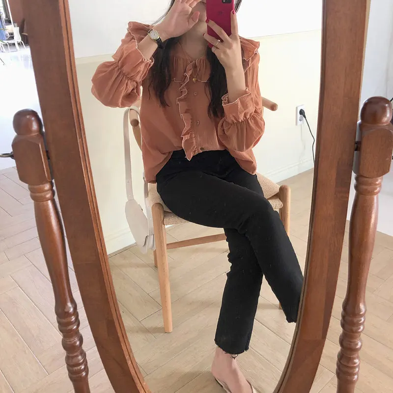 Женская блузка из хлопка и льна Alien Kitty элегантная шикарная цветная стройная