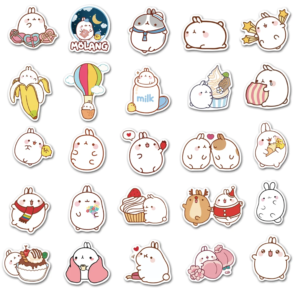 50 шт. милые кролик моланг наклейки водонепроницаемые DIY мобильный телефон чехол
