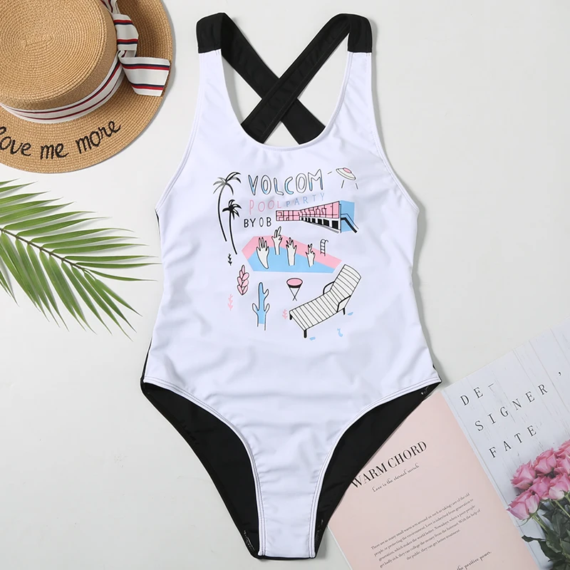 Flamingos Swimsuit 2020 Mujer One-Piece Cross Open Back Women Swimwear Sexy Bodysuit Monokini Push Up Swimming Suit Beach Wear |