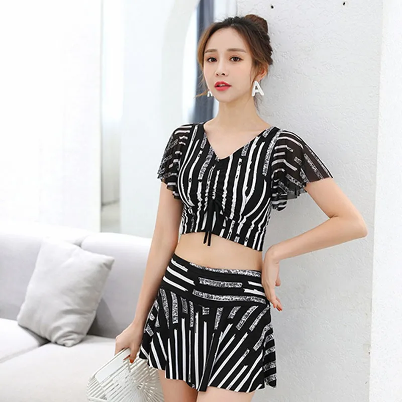 

Summer Women's Split Swimwear Was Thin And Covered Belly Conservative Student Fairy Fan Sexy 2021 New Fashion Bikini