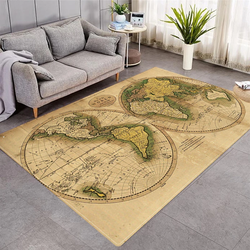 

Rugs and Carpets for Home Living Room 3D Retro Map Carpets for Living Room Washable Rugs Bedroom Decor Bohemian Rug Floor Rug