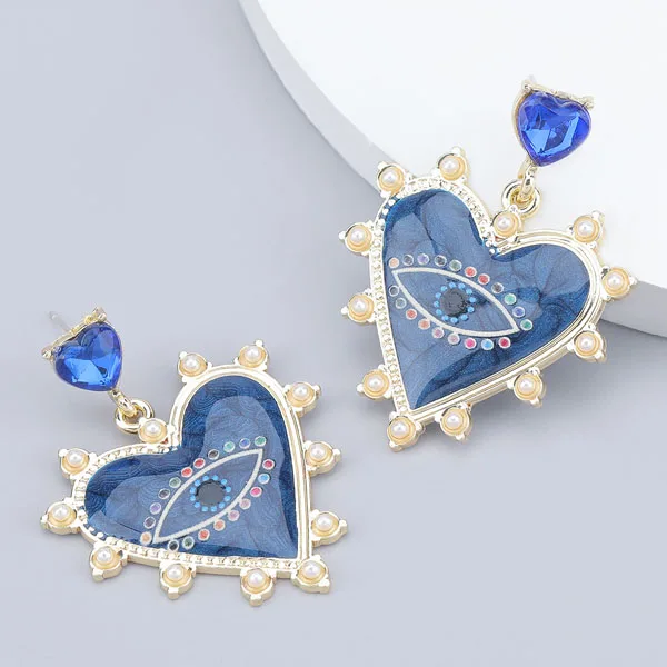 

S2060 Fashion Jewelry Evil Eye Stud Earrings Resin Faux pearl Acrylic Blue Eyes Earring