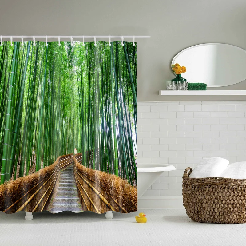 forest trees printed 3d bath curtains waterproof polyester fabric washable bathroom shower curtain screen with hooks accessories free global shipping