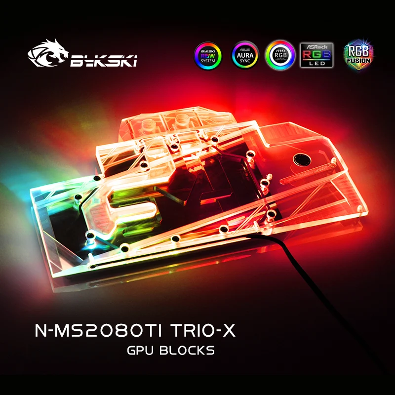Bykski N MS2080TI TRIO X блок GPU воды для MSI RTX 2080Ti GAMING Графика карты VGA радиатор 5V/ARGB 12V/цветная