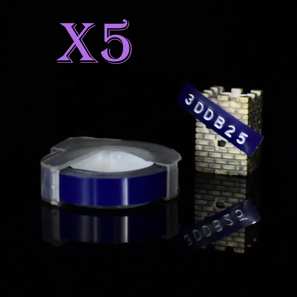 Dark blue Многоцветный 5 рулонов 3D 9 мм ПВХ тиснение этикеток лента совместимый с dymo 1610 12965 ручной принтер этикеток для Motex E101 производитель этикеток - Цвет: Dark blue