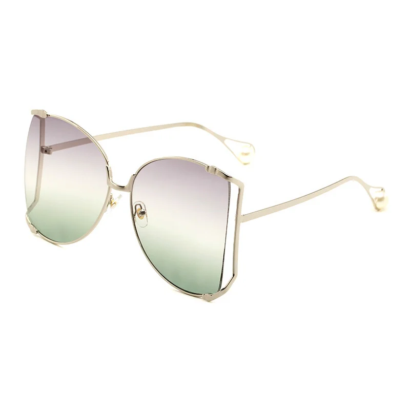 

2021 new large frame pearl Sunglasses Women's fashion colorful metal hollow Sunglasses Sun eyeglasses spectacles