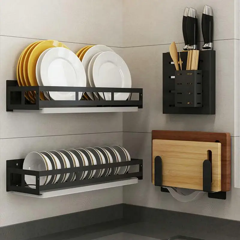 Расписная кухонная полка для хранения посуды из нержавеющей стали ножей крышки