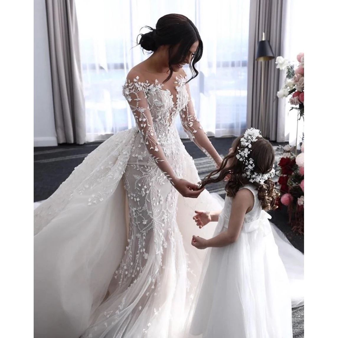 Великолепное длинное торжественное платье с цветочным рисунком Vestido De Noiva Abendkleider