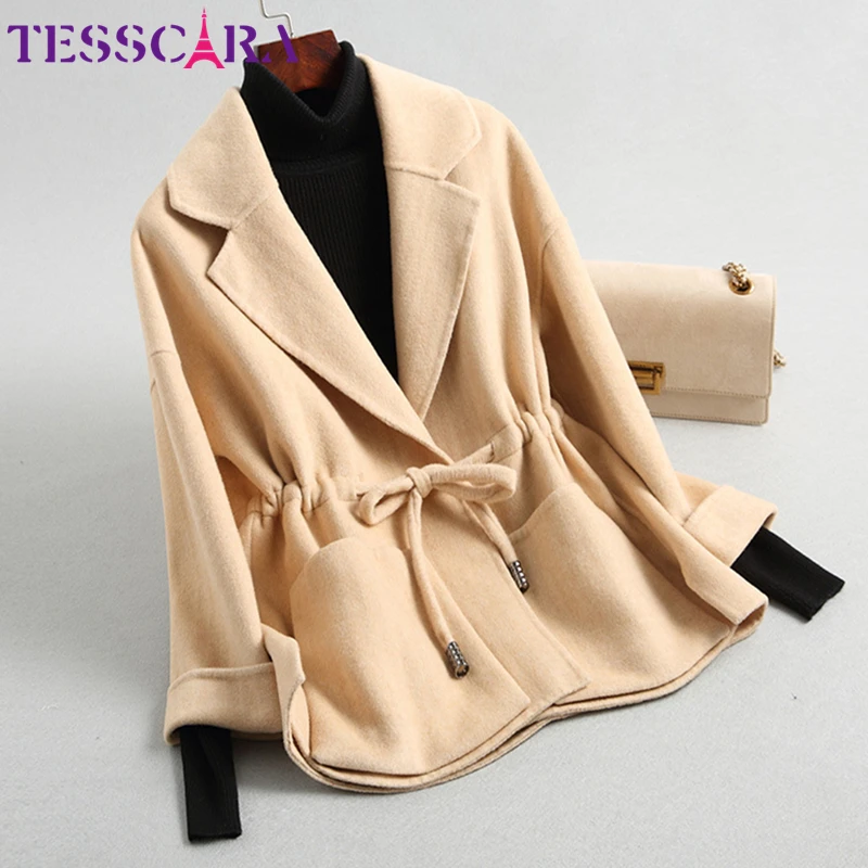 Женская кашемировая куртка TESSCARA элегантная Базовая офисная из смешанной шерсти