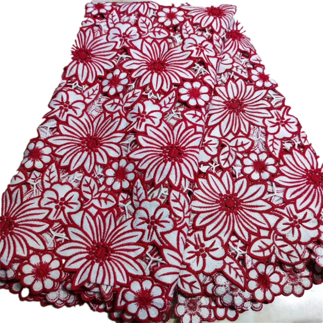 Кружевная ткань молочного шелка новейшая африканская гипюровая кружевная