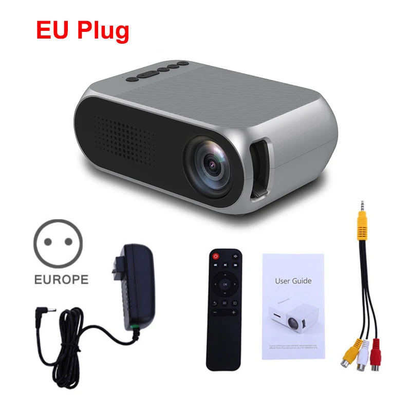 Gray EU Plug YG320 мини-проектор YG300 обновление Portatil Светодиодный прожектор Аудио HDMI USB мини-проектор домашний кинотеатр медиаплеер - Цвет: Gray EU Plug