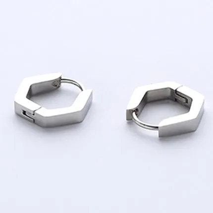 1pair steel hexagon Semitree 316L Медицинская нержавеющая сталь анти-аллергические креативные серьги-кольца мужские треугольные квадратные серьги Модные женские ювелирные изделия - Окраска металла: 1pair steel hexagon