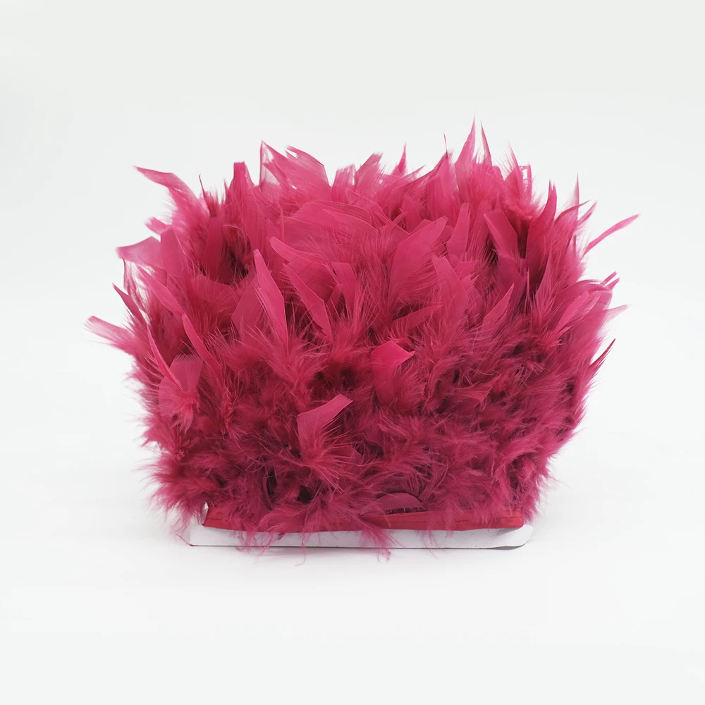 

Wholesale 2-10Meters Turkey Feather Trim 4-6inch Burgundy Chandelle Marabou Feathers Fringe For Skirt Dress Decoration DIY Craft