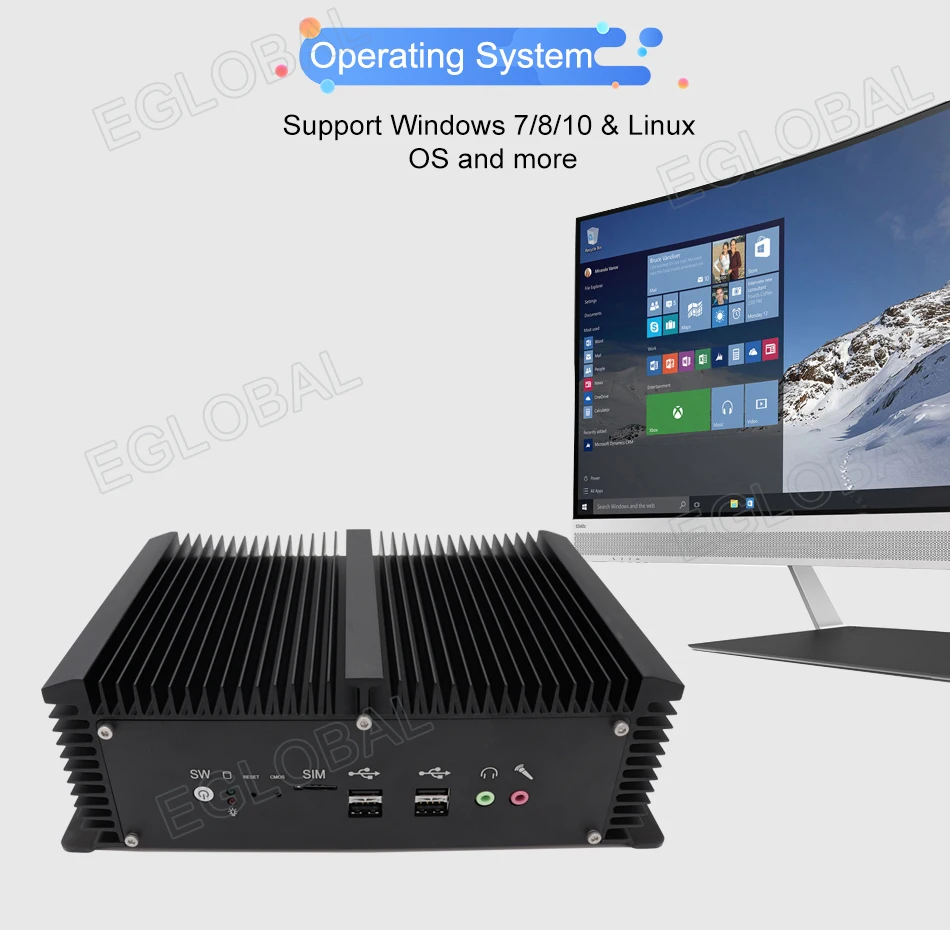 Мини ПК Eglobal 8 го поколения Intel Core i5 8250U Win10 pro безвентиляторный промышленный