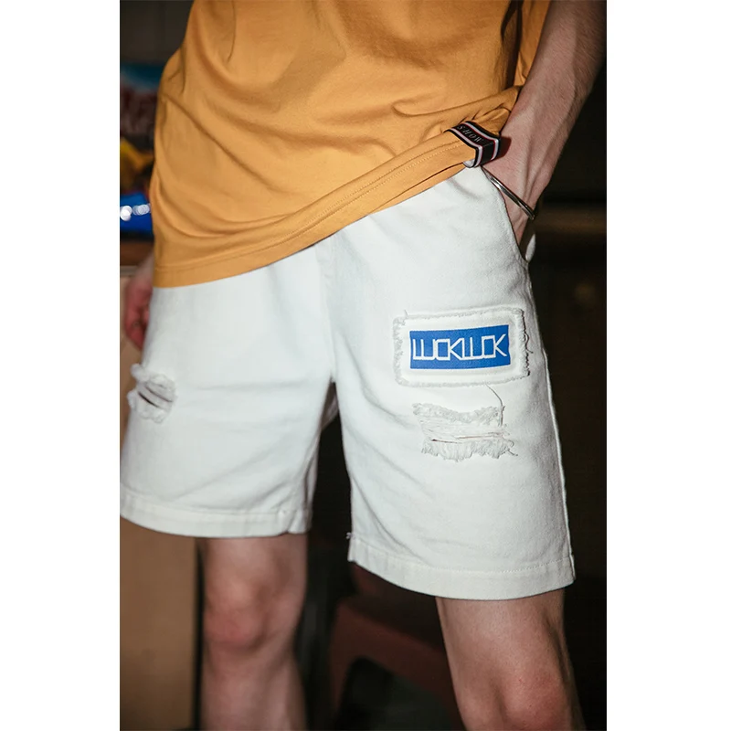 VIISHOW уличная одежда мужские шорты с белыми дырками Брендовые повседневные из 100%