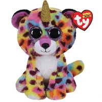 15cm ty beanie eyes colorful spotted jaguar unicorn and textured sparkle ears leopard cute animal toys children birthday gift