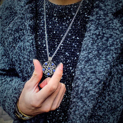 Мужское ожерелье в стиле панк готическое с ведьмой и пентаграммой языческое