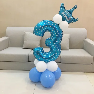 Blue 3 1 комплект воздушные шары в форме цифр номер Фольга воздушные шары на день рождения, свадьбу, Рождество вечерние Декор поставки на день рождения воздушные шары - Цвет: Blue 3