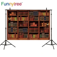 funnytree 7x5ft library bookshelf collection vintage wooden backdrop for school family party decoration photography background